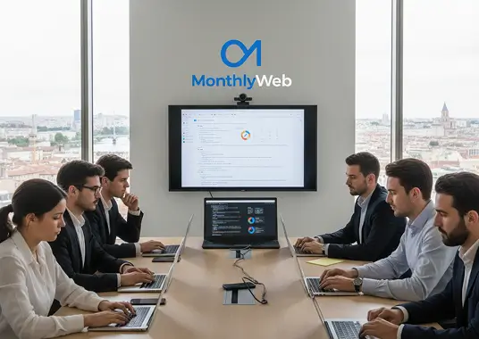 L’équipe MonthlyWeb planifie la création de site web d’un client pour renforcer sa présence en ligne.